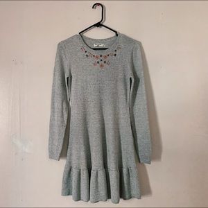 NWT Abercrombie Beaded Gray Sweater Skater Dress